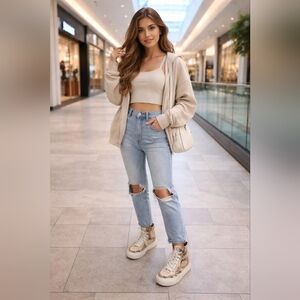 rag & bone Beige and Black Patterned High-Top Sneakers